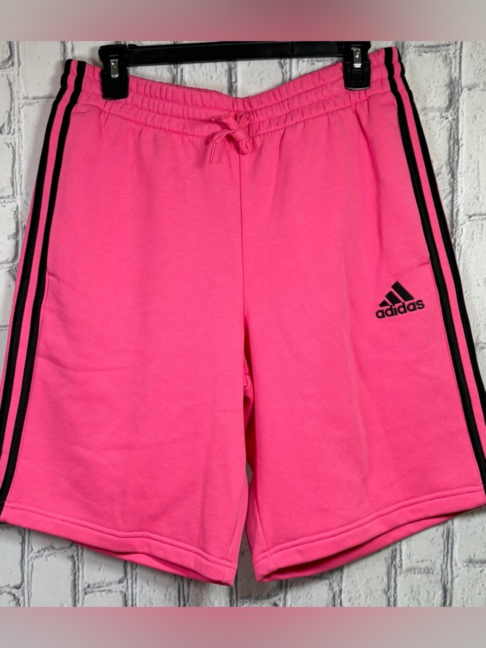 Macy’s Adidas :M  Men Bright Pink Athletic Shorts with Black Stripes Multi Sport